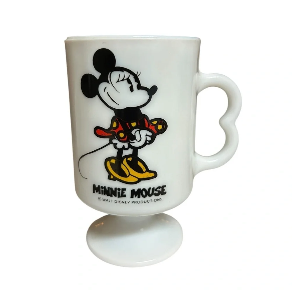 Vintage Disney Mug Minnie Mouse Milk Glass Coffee Tea Cup Disneyana Disneyland